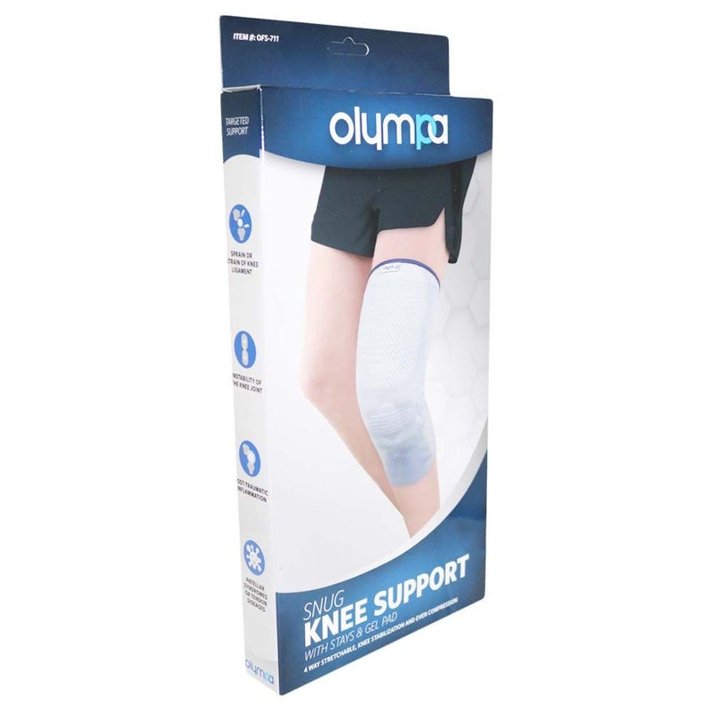 Olympa Snug Knee Support with Stay & Gel Pad Cool Grey Medium OFS-711