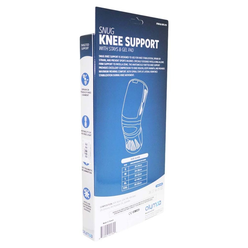Olympa Snug Knee Support with Stay & Gel Pad Cool Grey Medium OFS-711