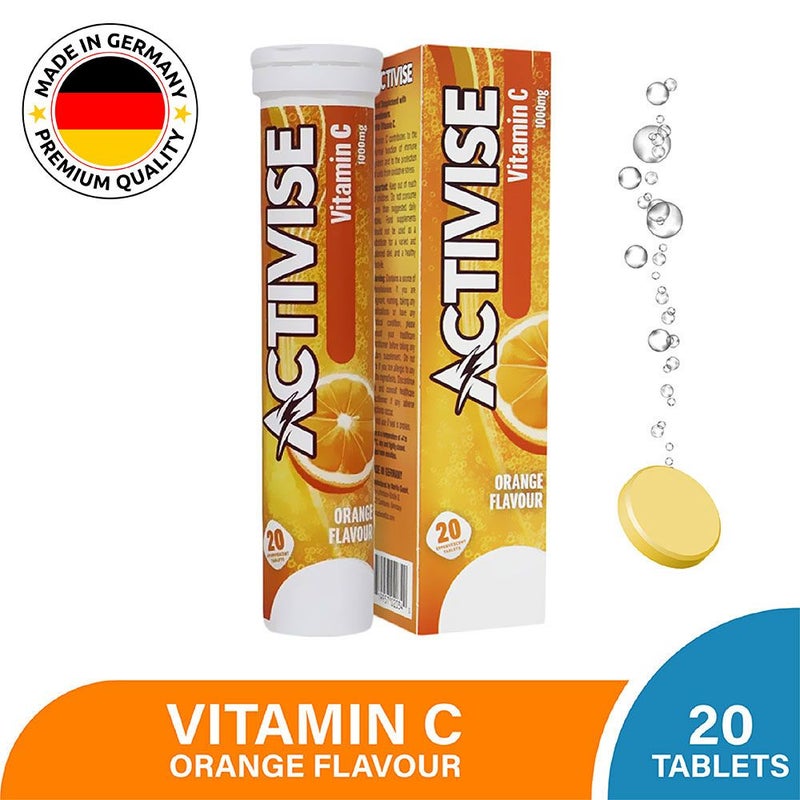 Activise Vitamin C 1000mg Effervescent Tablets, Orange Flavor, Pack of 20's