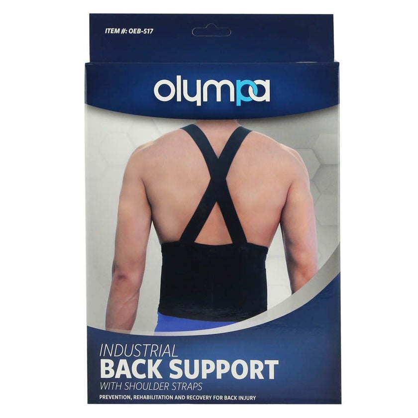Olympa Industrial Back Support with Shoulder Straps Black Extra Extra Large OEB517