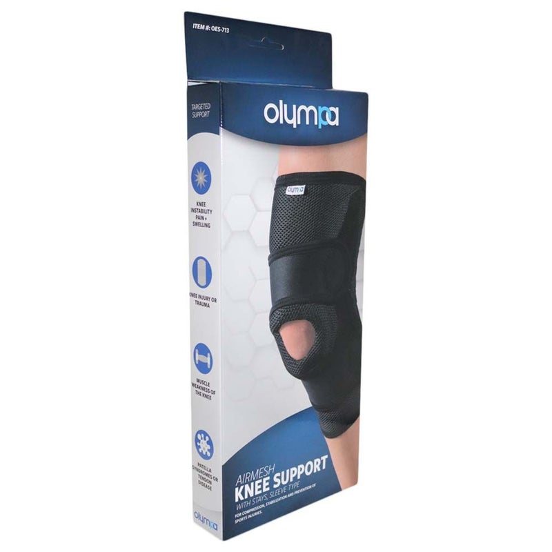 Olympa Airmesh Knee Support with Stays Sleeve Black Medium OES-713