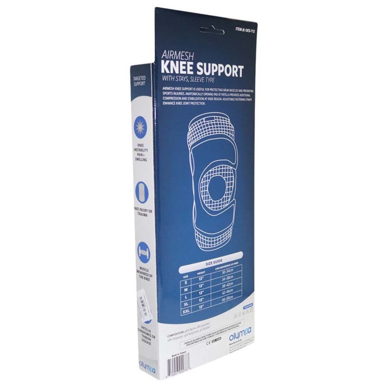 Olympa Airmesh Knee Support with Stays Sleeve Black Medium OES-713