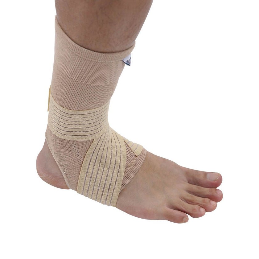 Olympa Elastic Ankle Support with Strap Beige Medium OES-912
