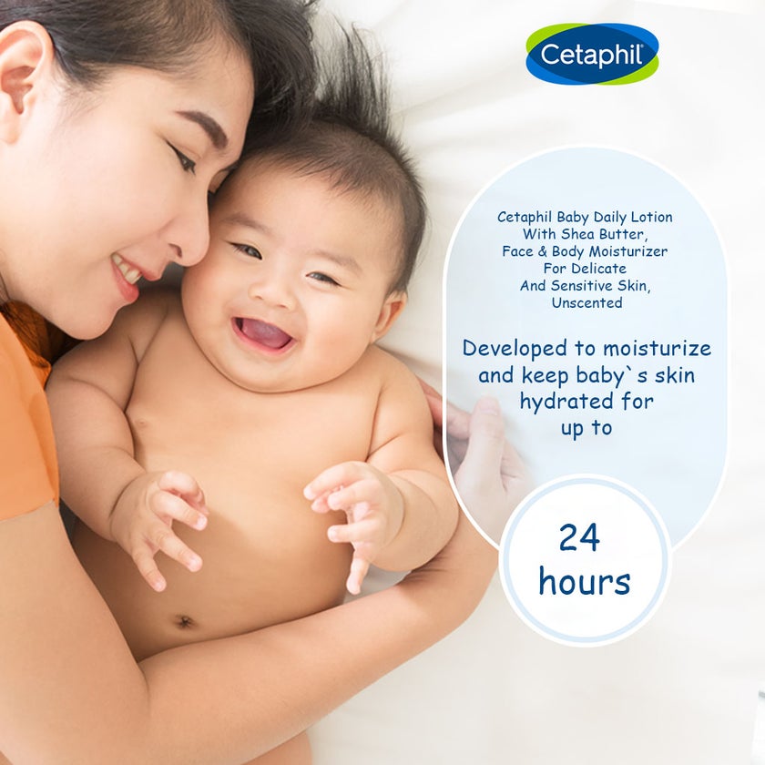 Cetaphil Baby Daily Lotion With Shea Butter, Face & Body Moisturizer For Delicate And Sensitive Skin, Unscented, 300ml
