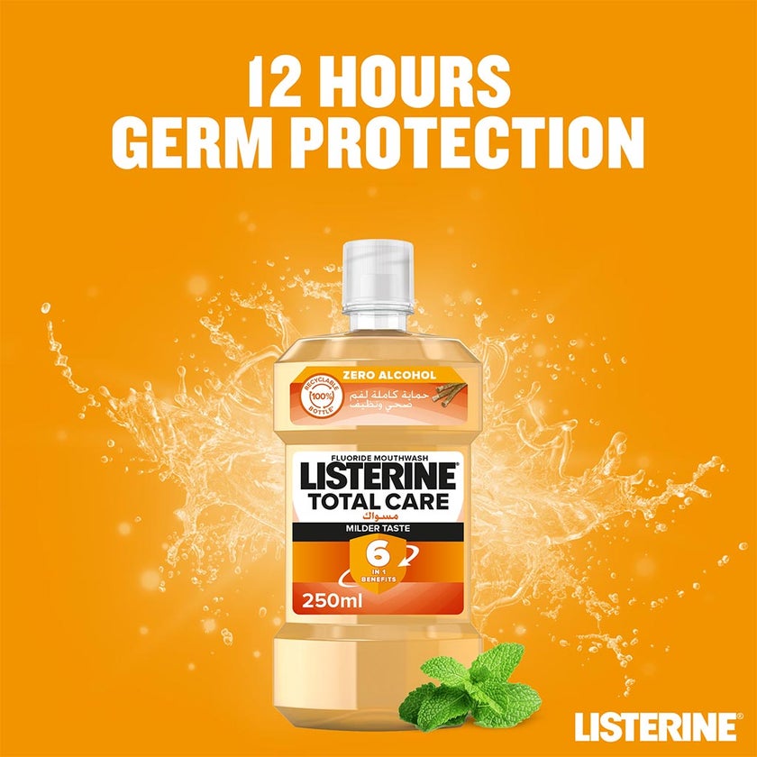 Listerine Total Care Milder Miswak Taste Fluoride Mouthwash 250ml 