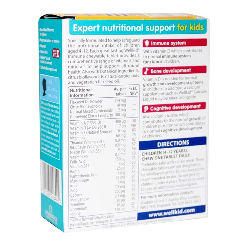 Vitabiotics Wellkid Immune Chewable Tablets With Multivitamins & Minerals For Kid's Immune Support, Pack of 30's