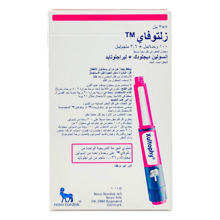 Xultophy 100IU/3.6mg Inslin Pre-Filled Pen 3ml, Pack of 5's