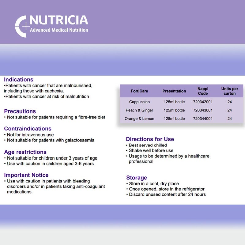 Nutricia Forticare RTD Peach & Ginger 125 mL 1's
