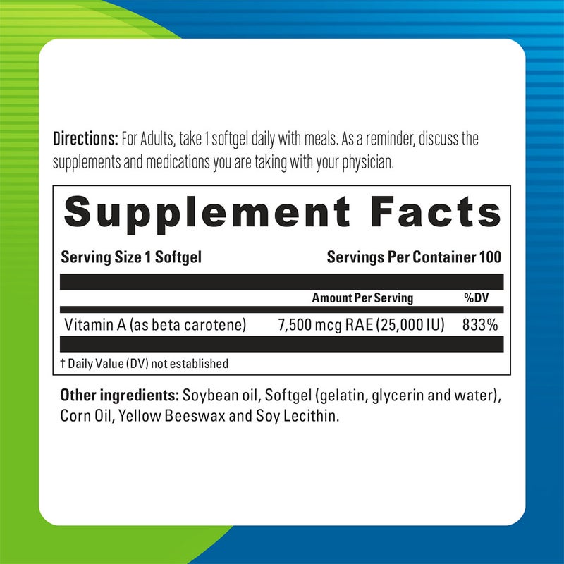 Blueberry Naturals Betacarotene 25,000IU Softgels 100's B0012