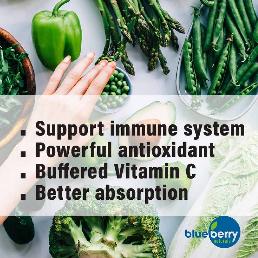 Blueberry Naturals Buffered Quick C 500mg Vegetarian Capsules, Pack of 60's - B0128