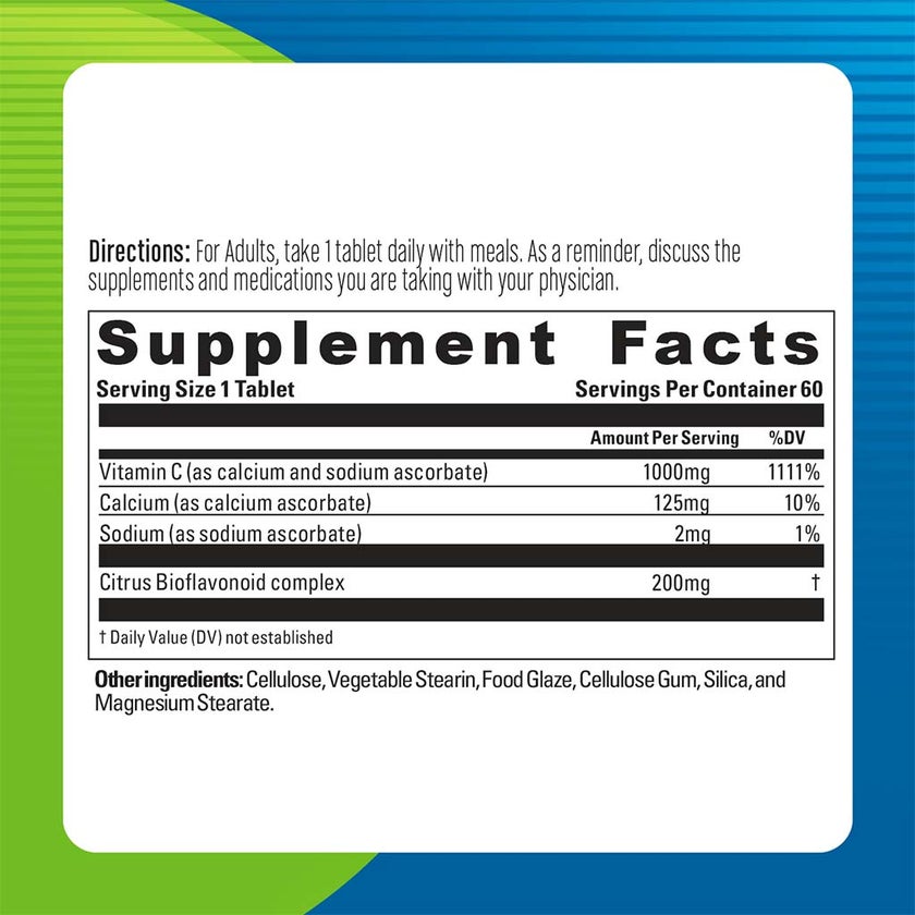 Blueberry Naturals Buffered Quick C 1000mg Tablets, Pack of 60's - B0135