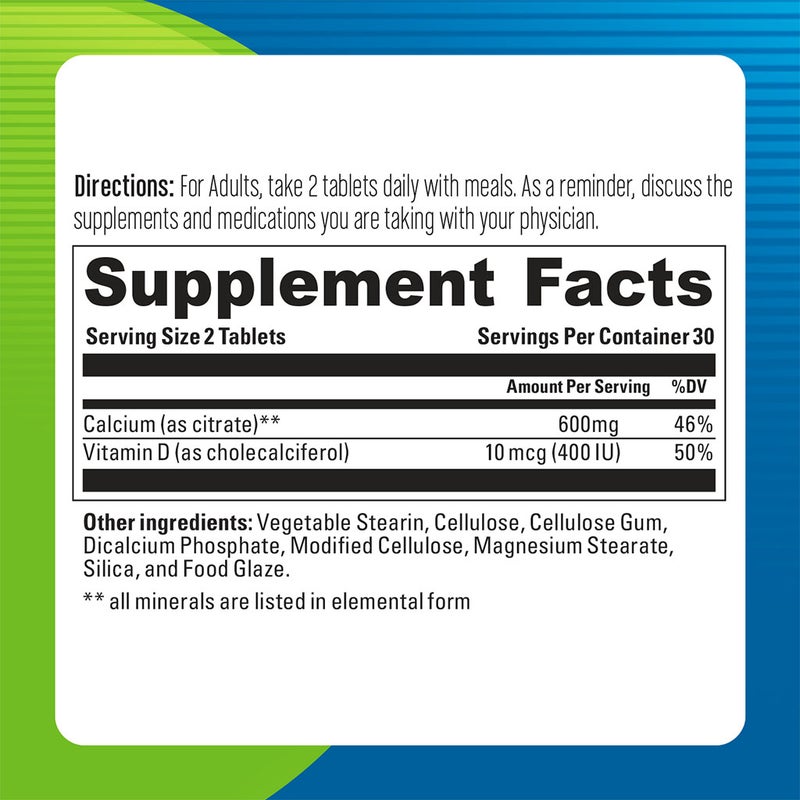 Blueberry Naturals Calcium Citrate 600 mg Tablets 60's B0234