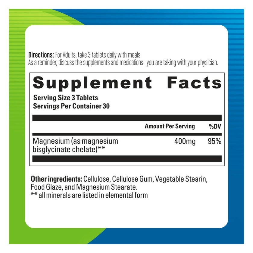 Blueberry Naturals Chelated Magnesium 400mg Tablets, Pack of 90's - B0258