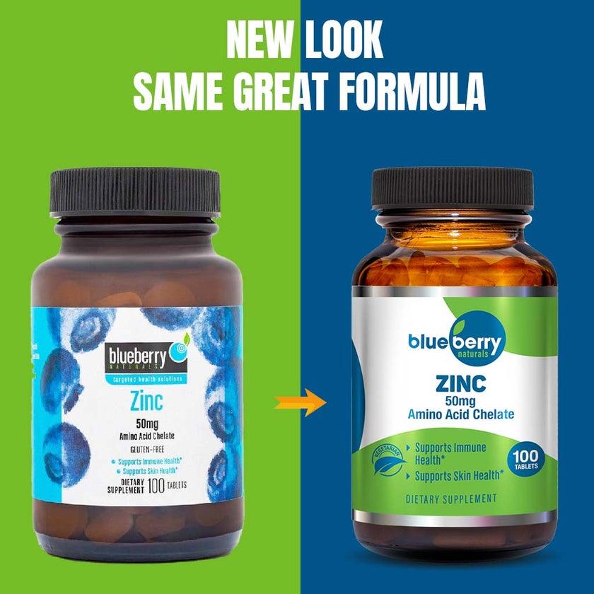 Blueberry Naturals Chelated Zinc 50mg Tablets, Pack of 100's - B0272
