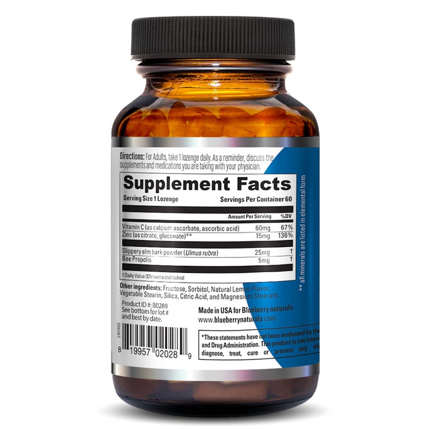 Blueberry Naturals Zinc Lozenges, Pack of 60's - B0289