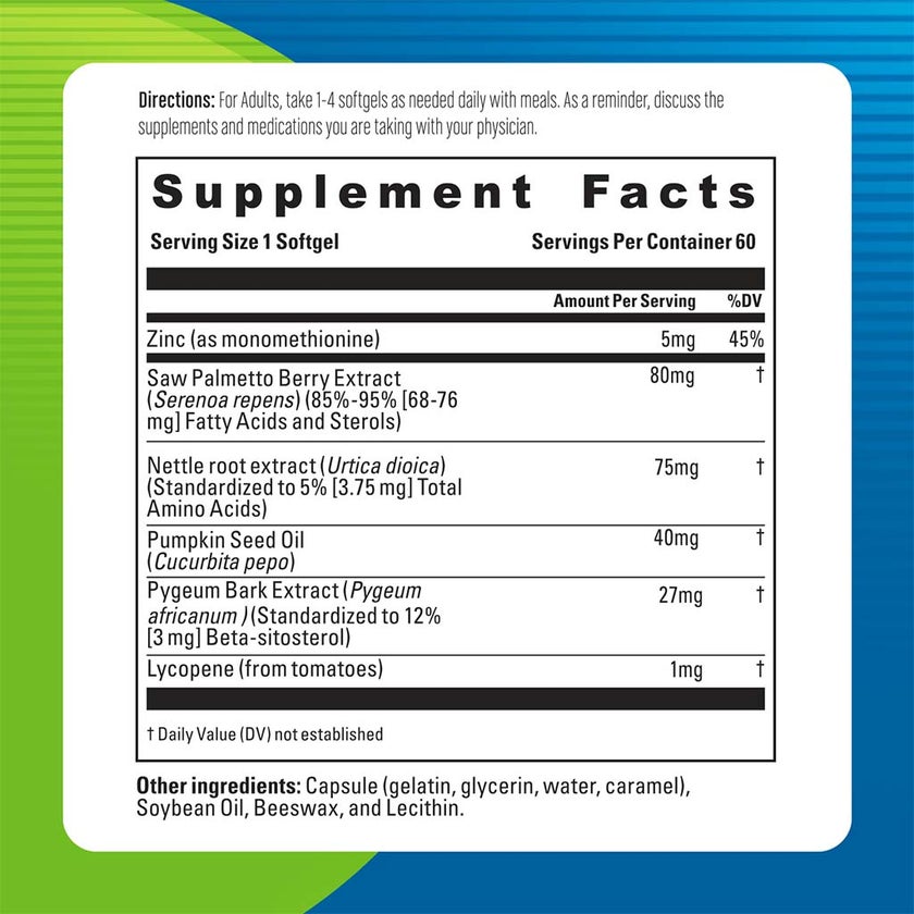 Blueberry Naturals Prostate Support Softgels, Pack of 60's - B0333