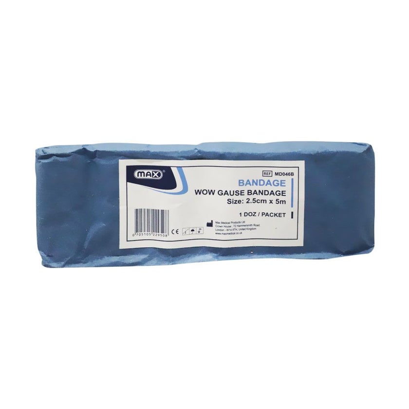 Max Gauze Bandage 2.5cm x 5m, Pack of 12's