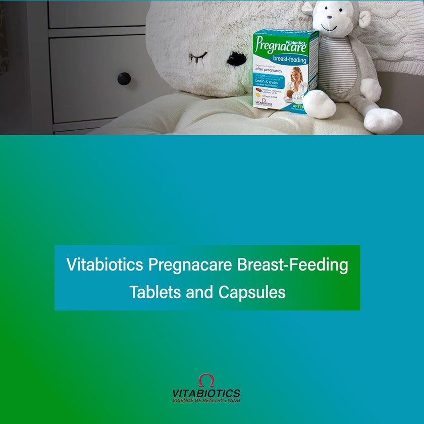 Vitabiotics Pregnacare Breast-Feeding All-In-One Postnatal Supplement, Dual Pack of Postnatal Vitamin & Mineral Tablets 56's + Omega-3 Capsules 28's