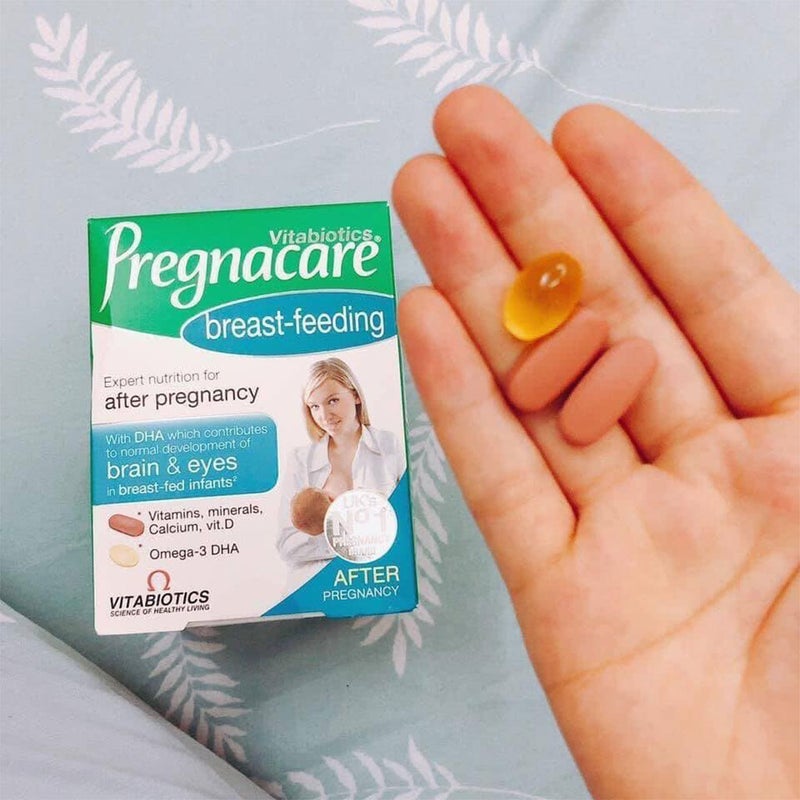 Vitabiotics Pregnacare Breast-Feeding All-In-One Postnatal Supplement, Dual Pack of Postnatal Vitamin & Mineral Tablets 56's + Omega-3 Capsules 28's