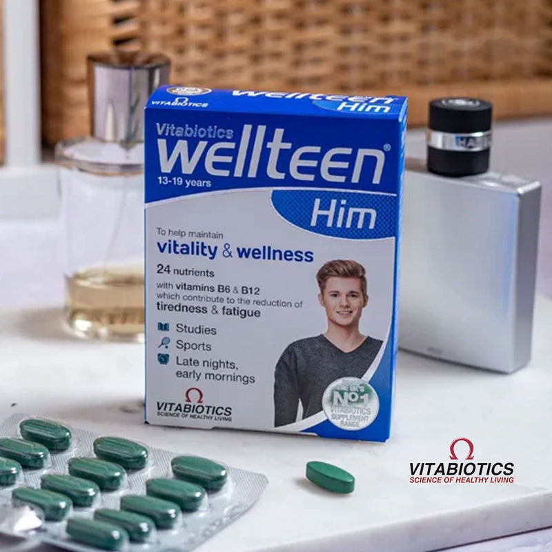 Vitabiotics Wellteen HIM Multivitamin Supplement Tablets For Teenage Boys, Pack of 30's