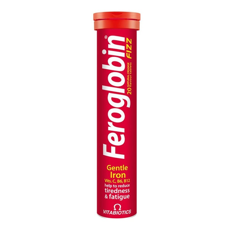 Vitabiotics Feroglobin Fizz Gentle Iron Effervescent Tablets For Energy Support, Pack of 20's