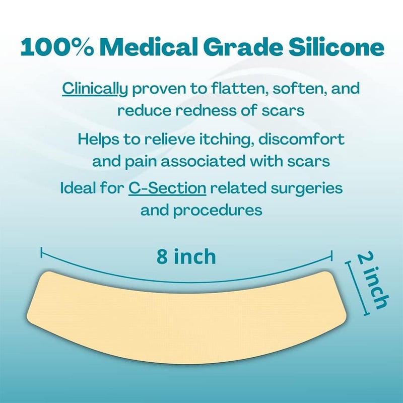 NewGel+ Advanced Medical-Grade 2" x 8" C-Section Strip For C-Section Scar Management, NG-160 Beige, Pack of 1's 