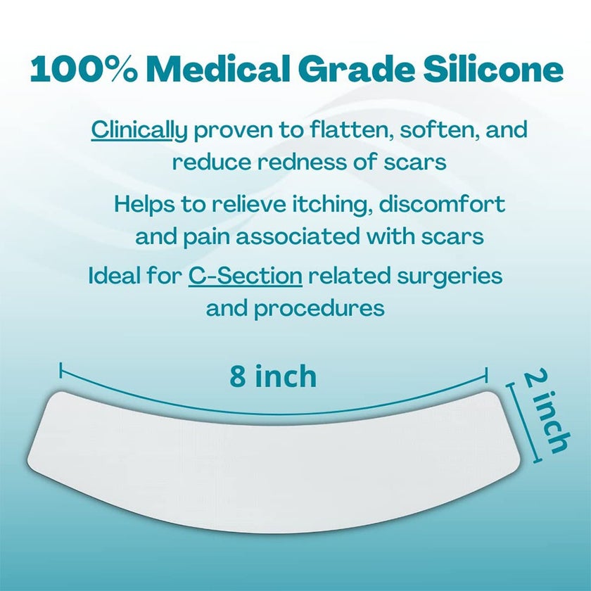 NewGel+ Advanced Medical-Grade 2" x 8" C-Section Strip For C-Section Scar Management, NG-360 Clear