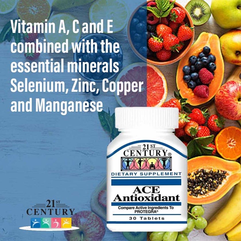 21st Century Antioxidant Vitamin A C E Tablets, Pack of 30's