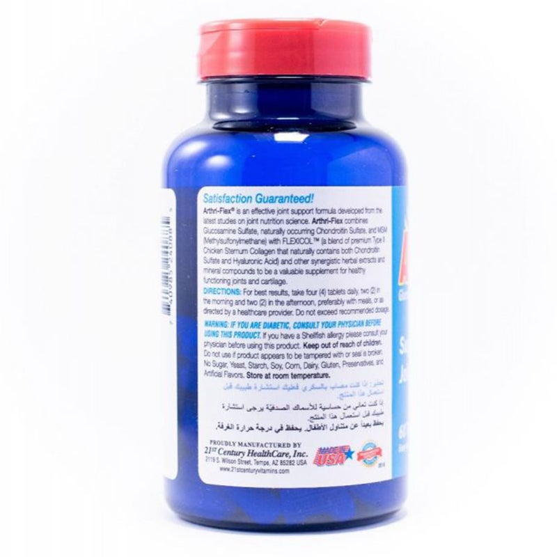 21st Century Arthri-Flex Advantage Tablet With MSM, Glucosamine, Chondroitin & Hyaluronic Acid, For Joint Health, Pack of 60's