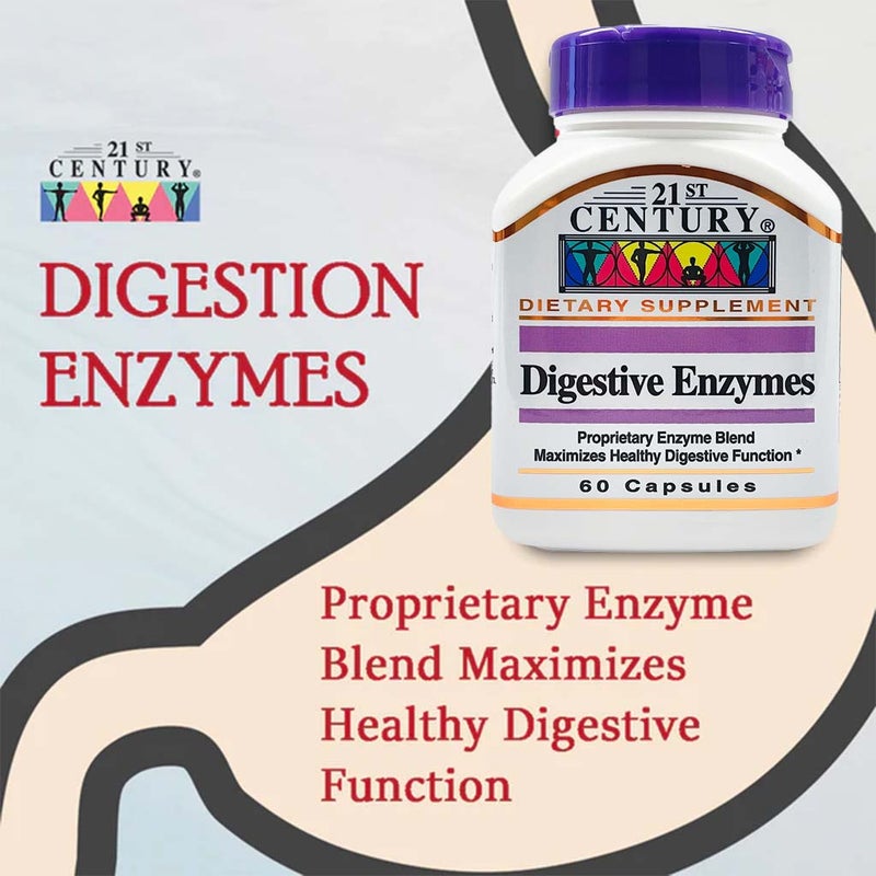 21st Century Digestive Enzymes Capsules For Healthy Digestive Function, Pack of 60's