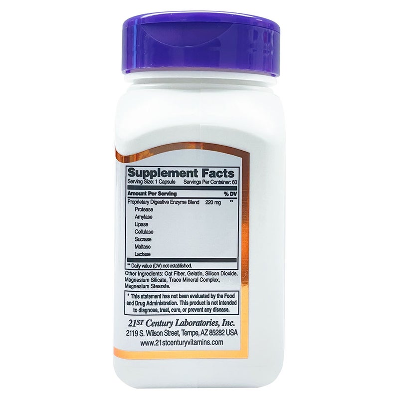 21st Century Digestive Enzymes Capsules For Healthy Digestive Function, Pack of 60's