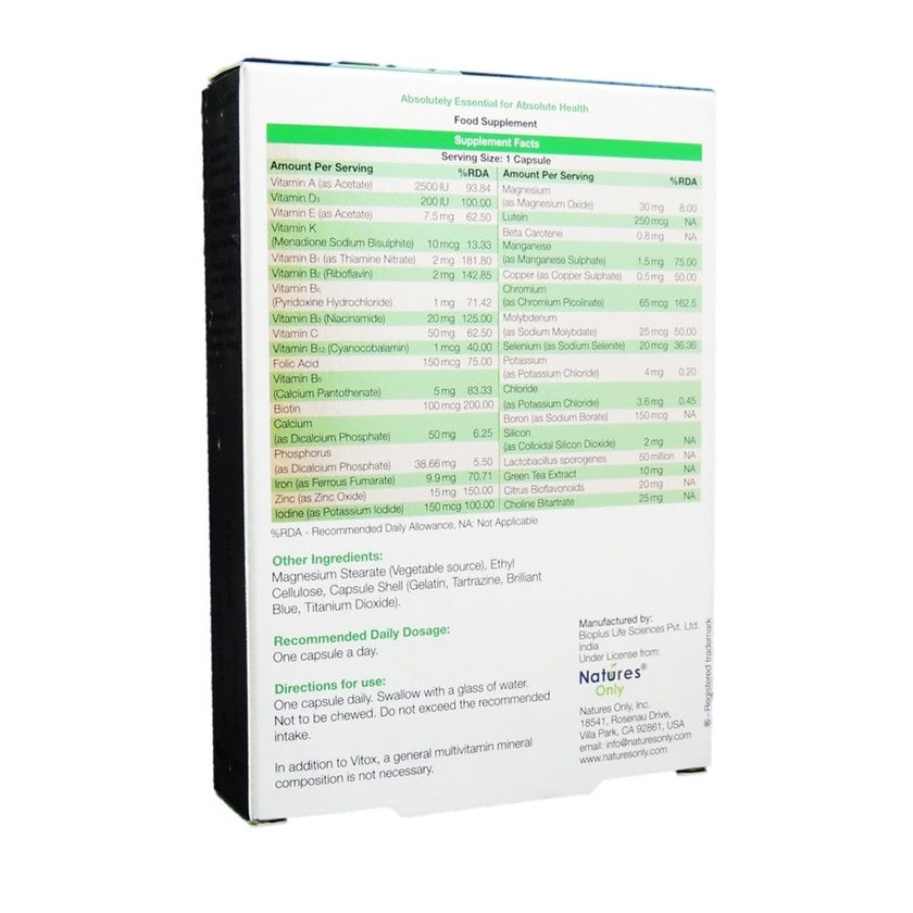 Nature's Only Vitox Capsules With Multivitamins & Antioxidants, Pack of 30's