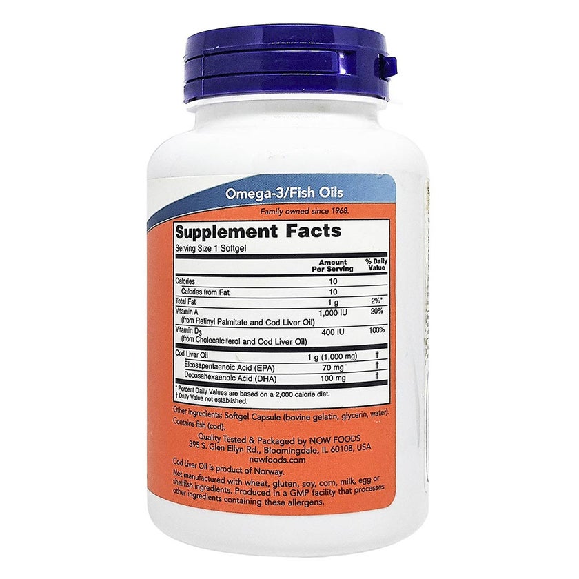 Now Extra Strength 1000mg Cod Liver Oil Softgels, Pack of 90's