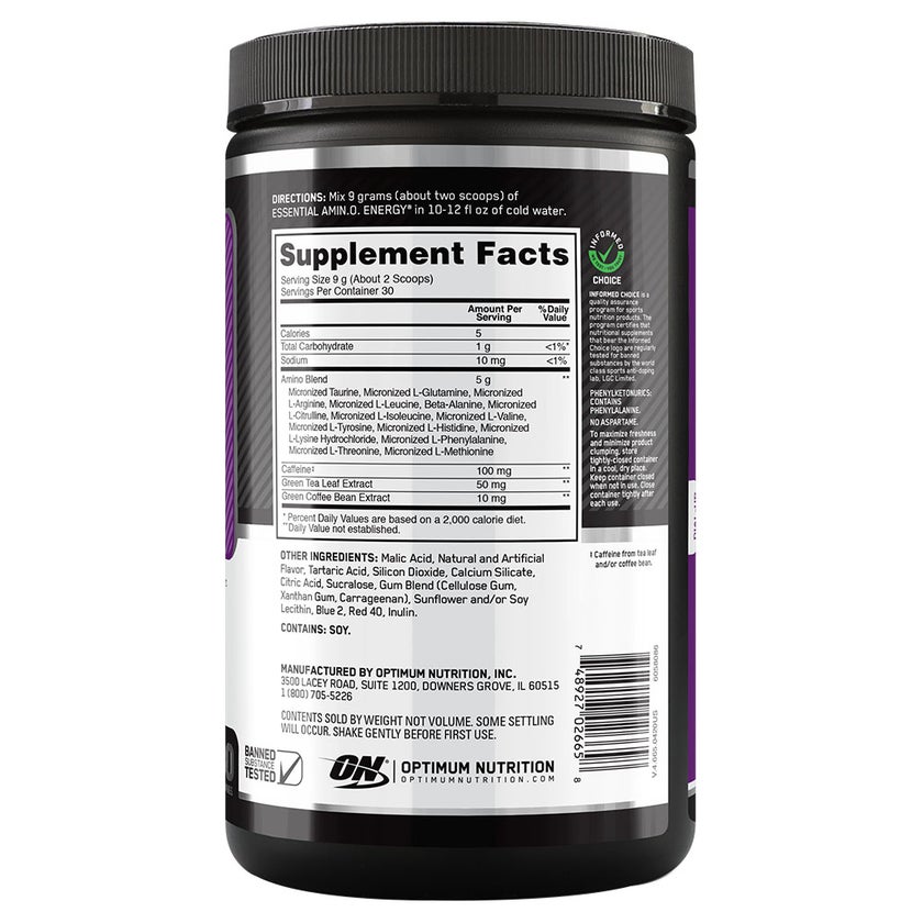 Optimum Nutrition Essential Amino Energy COptimum Nutritioncord Grape 270g 30 Servings