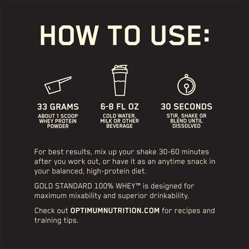 Optimum Nutrition Gold Standard 100% Whey Protein Powder Drink Mix Cookies & Cream Powder 5lb