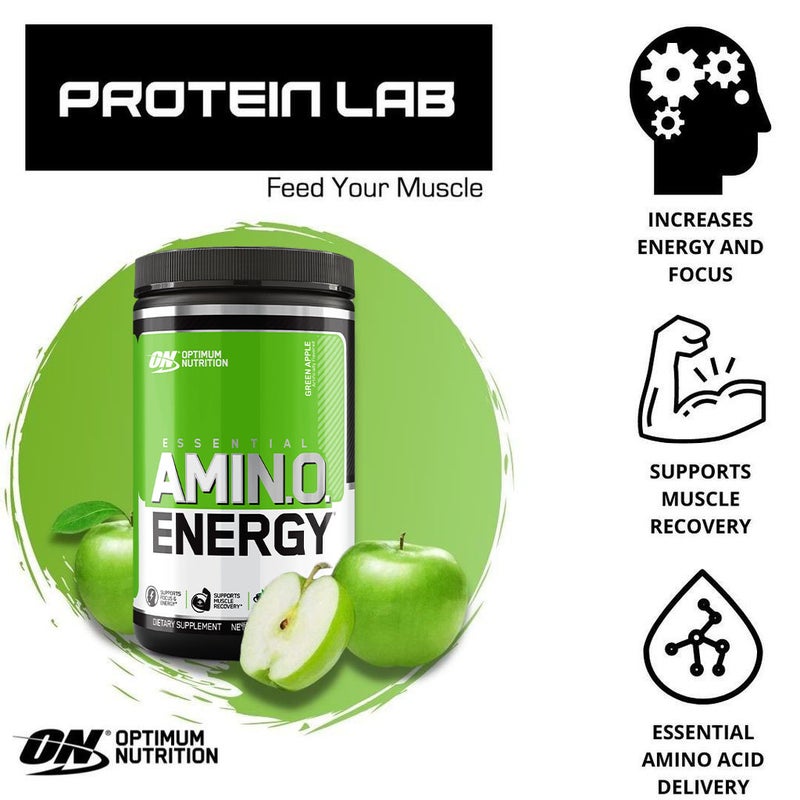 Optimum Nutrition Amino Energy For Energy & Muscle Recovery - Green Apple, 270g - 30 Servings