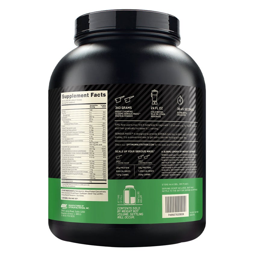 Optimum Nutrition Serious Mass Vanilla Flavor Protein Powder 6lb