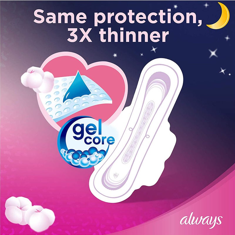 ‎Always Cotton Soft Ultra Thin, Night Sanitary Pads With Wings, Pack of 7's