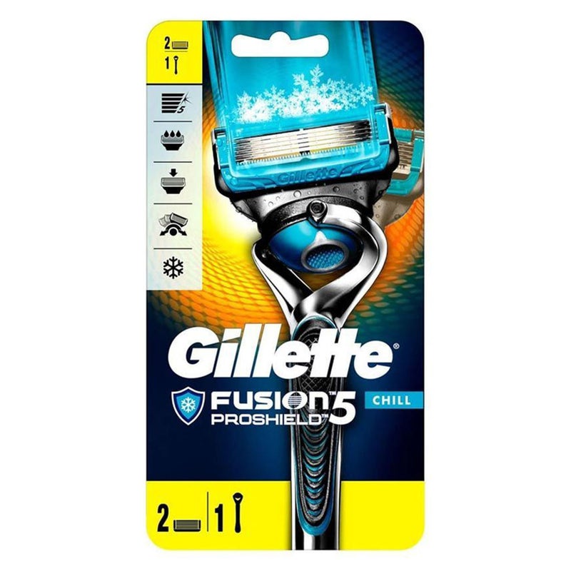 Gillette Fusion 5 ProShield Chill Men's Razor, Pack of 1 Handle + 2 Blade Refills