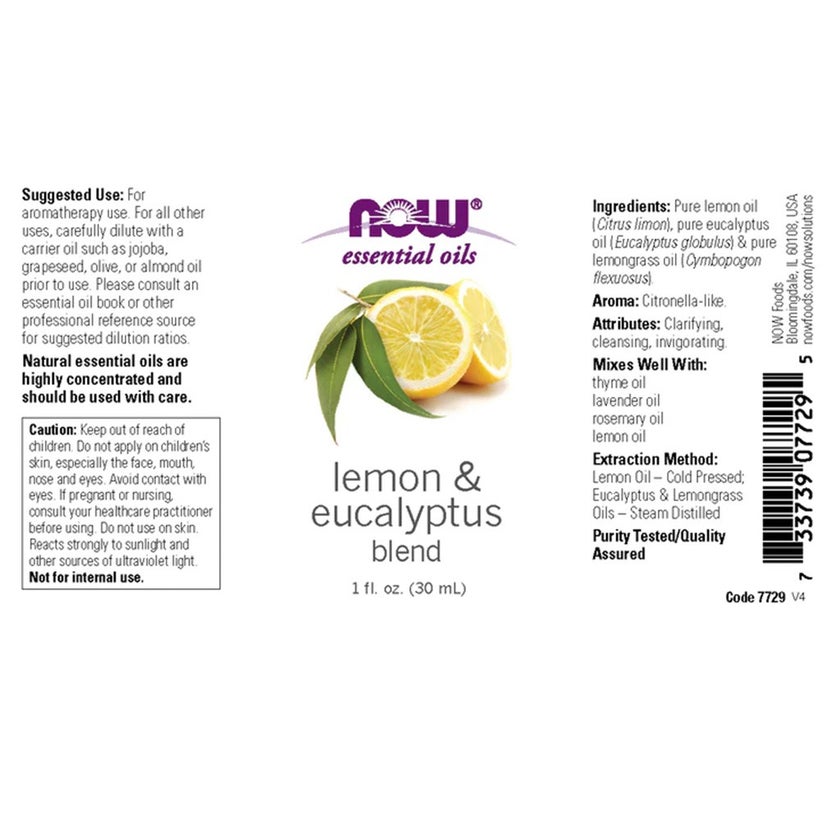 Now Essential Oils Lemon & Eucalyptus Blend For Aromatherapy 30ml