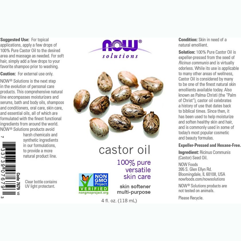 Now Solutions Castor Oil 100% Pure Skin Softener 118ml