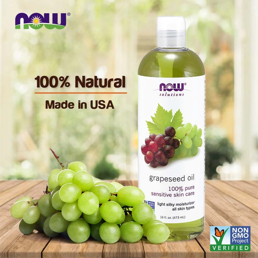 Now Solutions 100% Pure Grapeseed Oil For Sensitive Skin Care 118ml