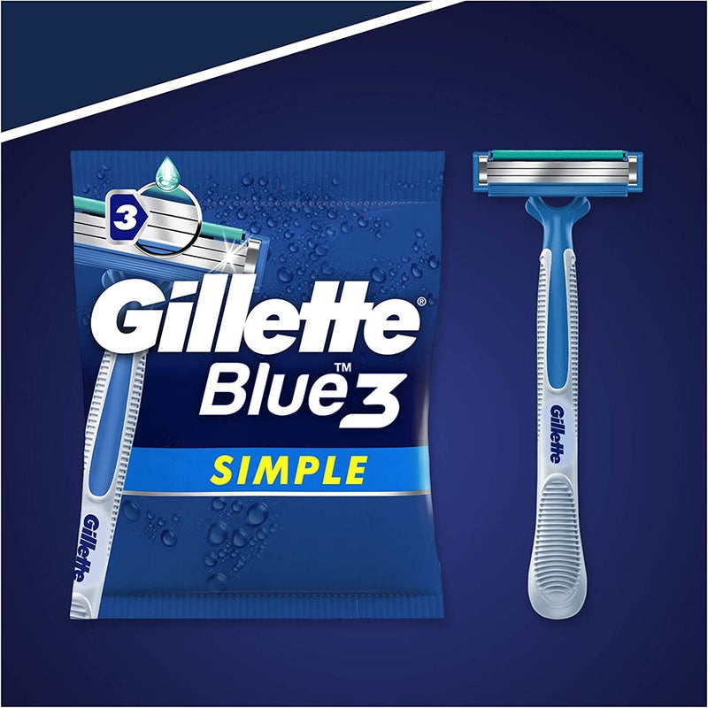 Gillette Blue Simple 3 Men's Disposable Razor, Pack of 8’s 