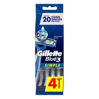 Gillette Blue Simple 3 Men's Disposable Razor, Pack of 4's 