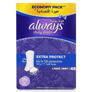 Always Daily Liners Extra Protect Large Pantyliners, Pack of 48's 