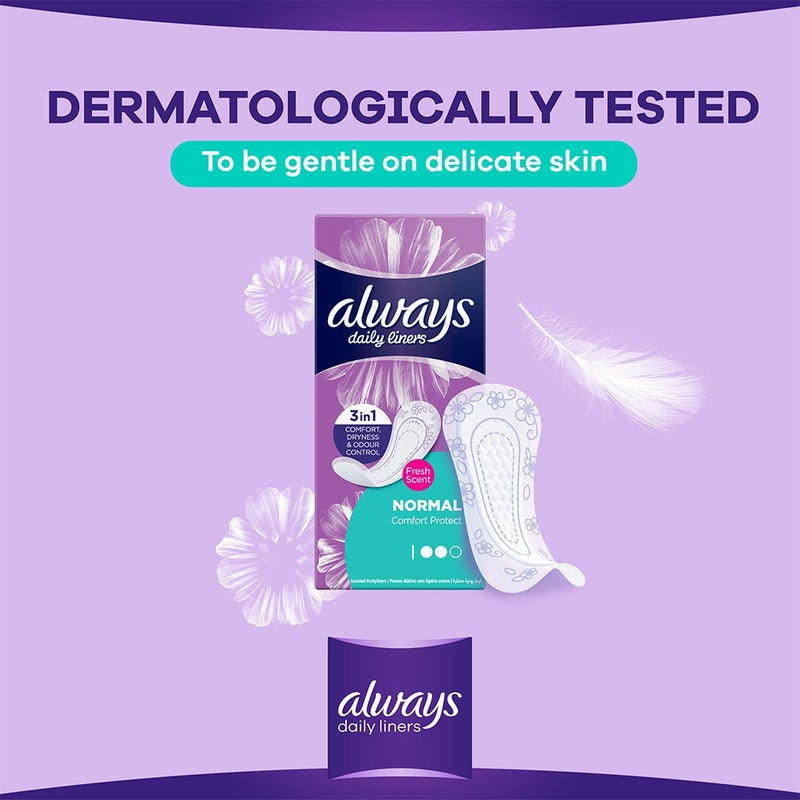 Always Daily Liners Comfort Protect With Fresh Scent, Normal Pantyliners, Pack of 20's