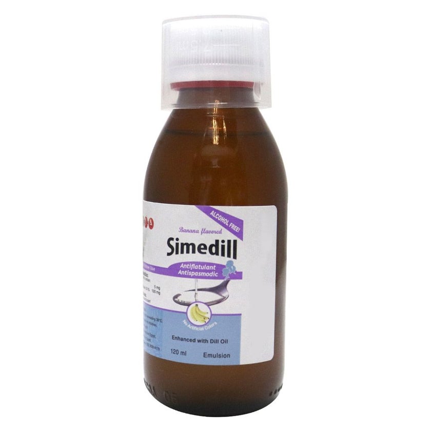 Simedill  Oral Emulsion Banana Flavour For Stomach Pain And Bloating 120ml