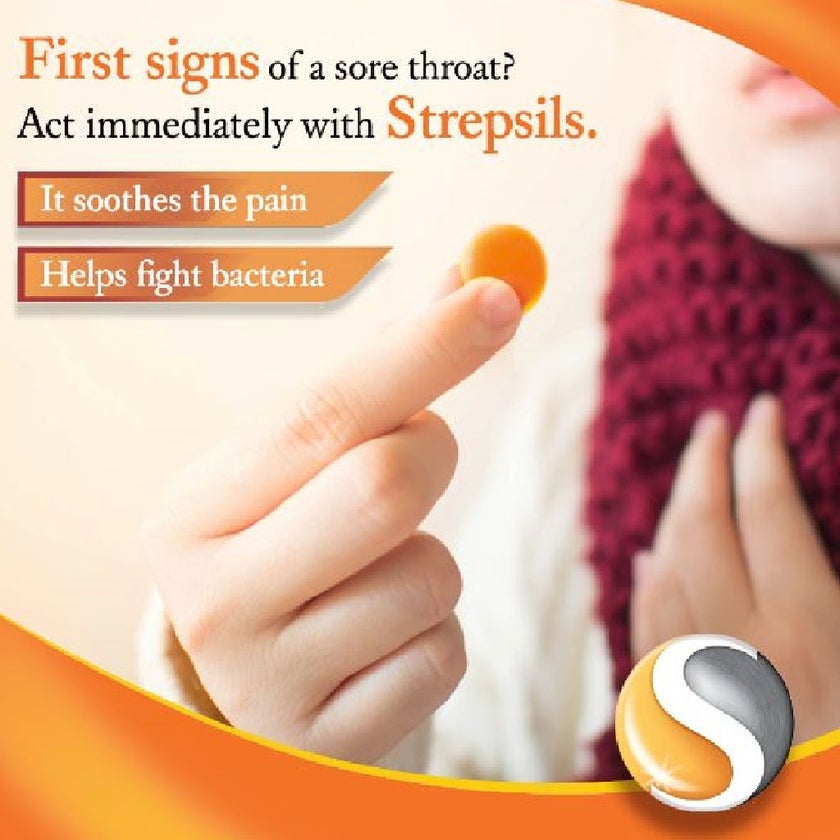 Strepsils Warm Ginger Lozenges For Sore Throat, Pack of 16's