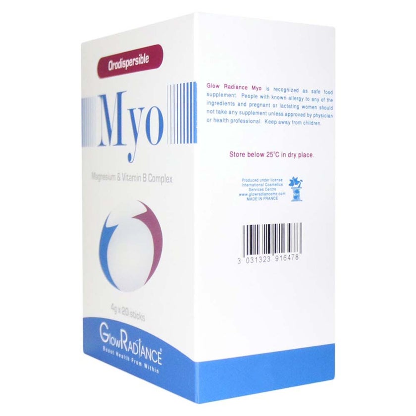 Glow Radiance Myo Magnesium & Vitamin B Complex Orodispersible Sachets 4g, Pack of 20 sticks