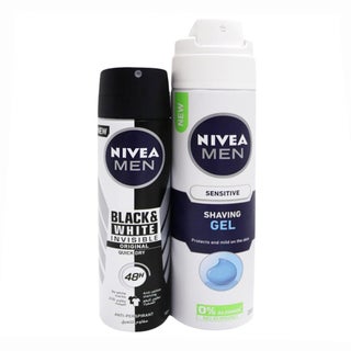 Nivea Men Black and White Anti-Perspirant 150 mL + Sensitive Shaving Gel 200 mL Promo Kit